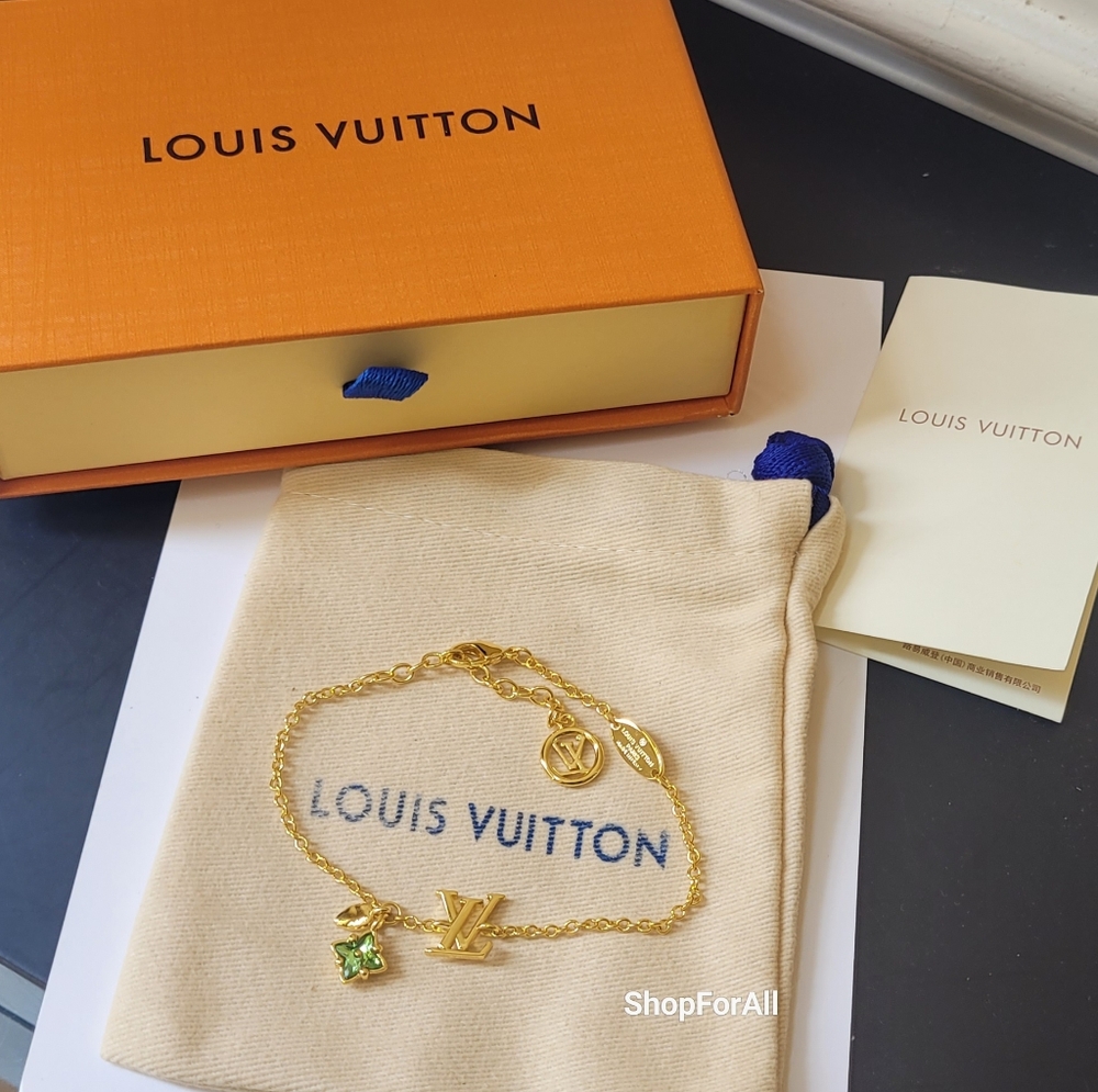 Louis Vuitton Gold and Green Flower Charm Bracelet - Picture 5 of 13